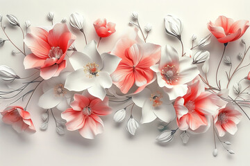 Obraz premium Flowers background, many beautiful flowers background illustration.