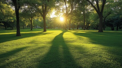 Obraz premium Sunlight Through Trees in Green Park