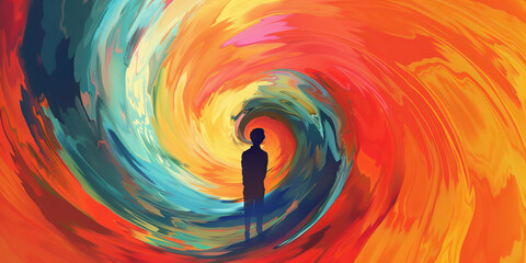 A swirl of inner dialogue, capturing the complex inner monologues experienced by those with mental health