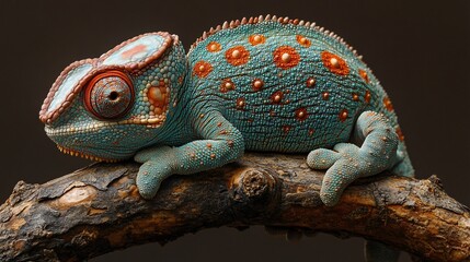 Obraz premium Detailed Chameleon on Branch Close-Up