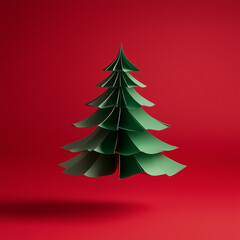 Obraz premium Origami paper Christmas tree. Minimal new year concept.