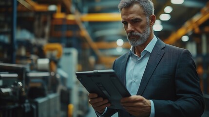 Middle-aged Businessman Analyzing Quality Control Data