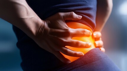 Person Holding Lower Back in Pain Expression