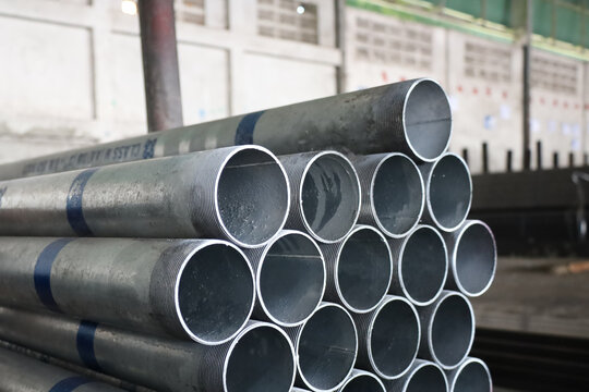 steel pipe product group square pipe Construction steel products such as black steel pipes, image ideas, examples of steel products.metal warehouse industry, delivery to customers.