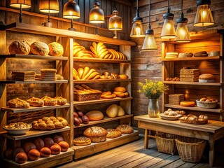 Freshly Baked Delights in a Cozy Bakery – Conceptual Photography of Artisan Bread and Pastries