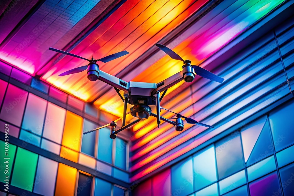Poster futuristic abstract geometric background with color gradients in drone photography style for modern 