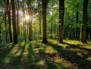 Obraz premium Wald Herbstliche Stimmung Sonne