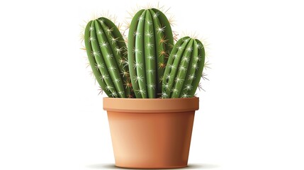 cactus in a container isolated on white background illustration, Generative AI.