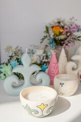 candles, candle, holiday, packaging, gift, decoration, wedding decor, decor, interior, spring, summer, pions, beauty, romance, flower, pink, bouquet, love, valentine, wedding, dolphin, kazakh style