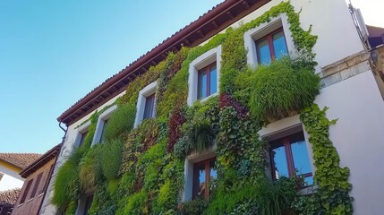 Green Facade with Lush Vertical Garden Design