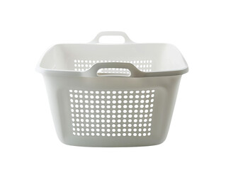 White Plastic Laundry Basket with Handles
