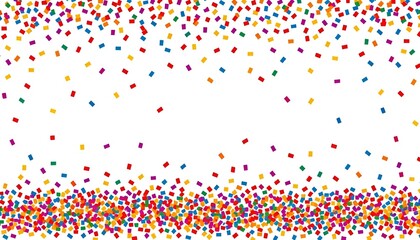 confetti background, A cascade of small, colorful confetti shapes, forming a border that grows denser toward the bottom, creating a trendy design for event decor or celebration banners.