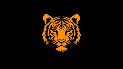 A minimalist tiger icon, focusing on the tiger eyes and stripes in a simple, elegant design.