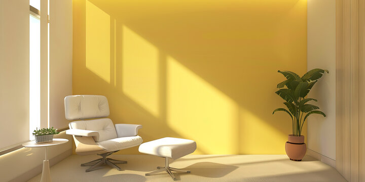 A soft, warm yellow accent wall in a mental health counselor's office, promoting a sense of comfort and openness during sessions.