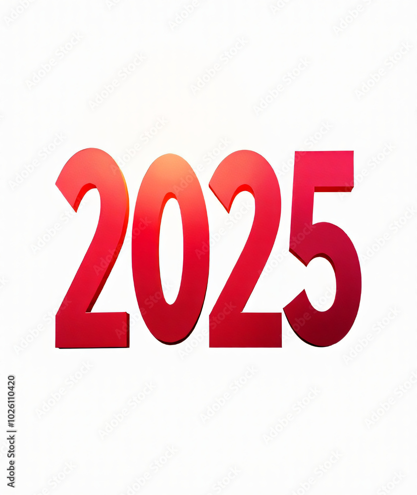 Poster a vibrant 2025 new year banner design features bold red numbers prominently displayed on a crisp whi