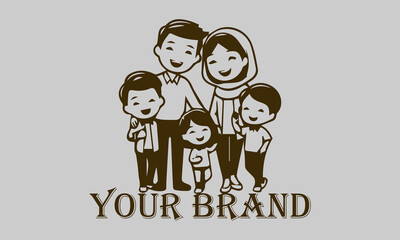 This vector illustration features an Asian family consisting of a father, mother, son, and daughter. create a comfortable and loving atmosphere. This illustration is suitable for representing the Asia