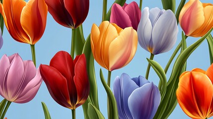 Fototapeta premium Colorful Tulips Spring Flowers Bouquet Floral Arrangement