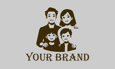 This vector illustration features an Asian family consisting of a father, mother, son, and daughter. create a comfortable and loving atmosphere. This illustration is suitable for representing the Asia
