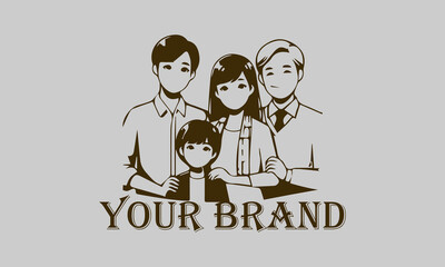 This vector illustration features an Asian family consisting of a father, mother, son, and daughter. create a comfortable and loving atmosphere. This illustration is suitable for representing the Asia