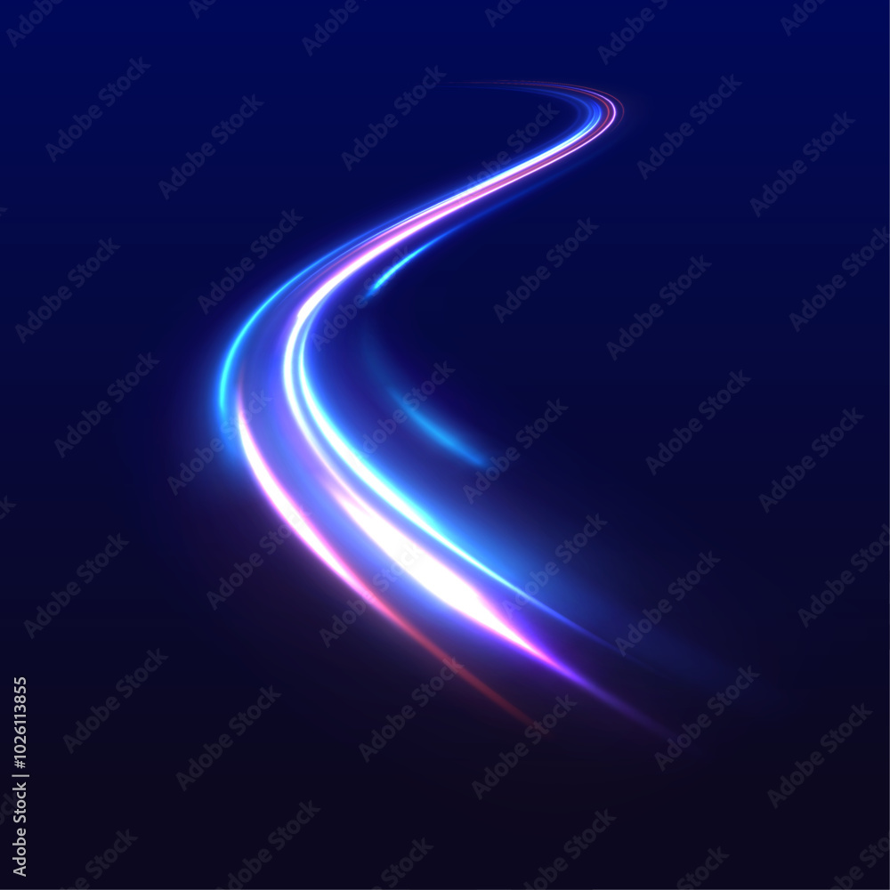 Aufkleber High speed road in night time abstraction. Sport car is made of polygons, lines and connected dots. Big data traffic visualization, dynamic high speed data streaming traffic. 	
