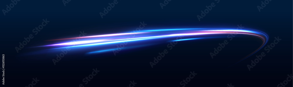 Poster particle motion effect vectorred blue special effect, speed police line. magic of moving fast lines.