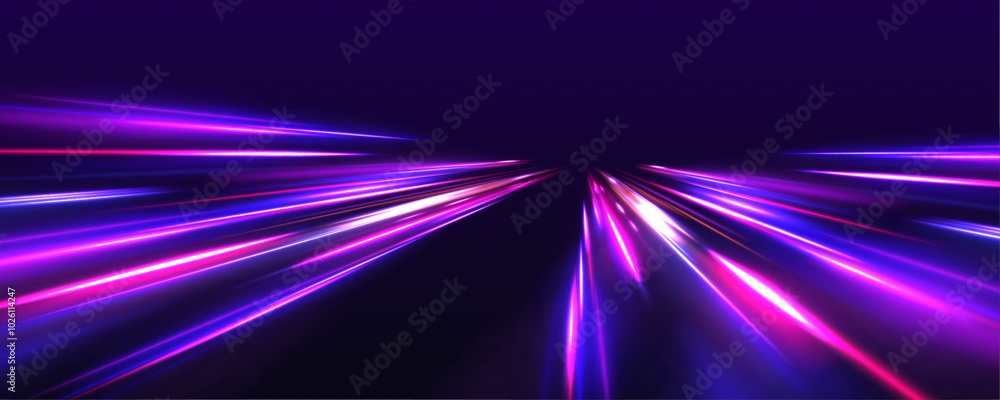 Aufkleber Horizontal speed lines connection vector background. Futuristic dynamic motion technology blue glowing lines air flow effect.	
