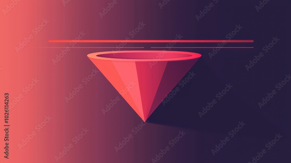 Poster abstract digital art depicting a red geometric shape on a dark background, creating a modern and min