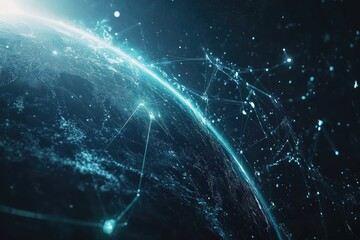 Futuristic Digital Network Around Earth
