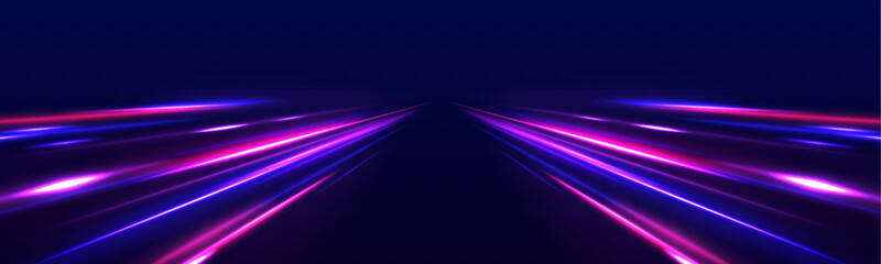 Neon stripes in the form of drill, turns and swirl. Speed of light concept background. Abstract background rotational border lines.	