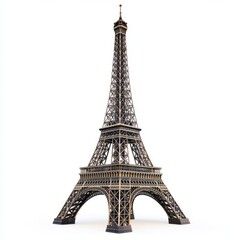 Eiffel Tower Sunrise  Isolated on White Background