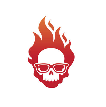 Flaming Skull Fire Geek Logo Vector Symbol Eps 10 Editable Design
