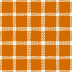Christmas ornament vector textile seamless, pastel check plaid background. Ceremony fabric pattern texture tartan in light and orange colors.