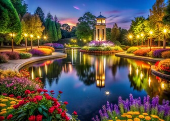 Night Photography at Carillon Gardens in Clemson - Serene Beauty Illuminated