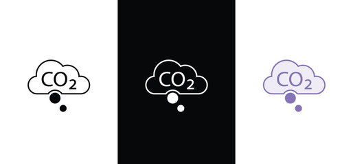 CO2 emissions icon sign vector. CO2 emission, reduction, neutrality concept vector flat icon set.