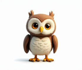A charming owl like robot isolated against a white background._00001_