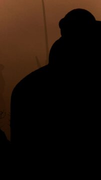 A Mysterious Silhouette Appears in the Fog, Holding a Rifle, Evoking Intrigue and Tension