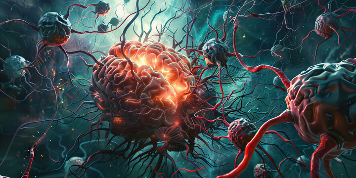 A chaotic mass of brain neurons, conveying the complexity of mental illness.