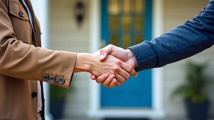 home renovation agreement handshake between homeowner and contractor