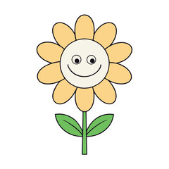 Cute Flower Vector Illustration for Toddler Storybooks.