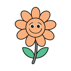 Cute Flower Vector Illustration for Toddler Storybooks.