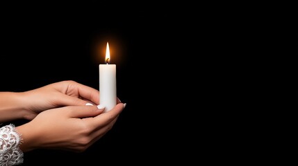 Hope's Gentle Flame:  A single white candle, flickering with life, is held delicately in cupped hands against a dark background.  The image evokes a sense of prayer, solace.