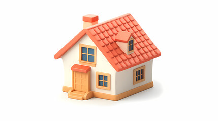  A minimalistic 3D vector for applications and web pages.Plastic render of house on isolated white background. 3d cartoon illustration symbol of security and protection.