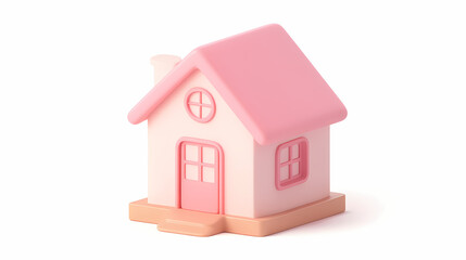  A minimalistic 3D vector for applications and web pages.Plastic render of house on isolated white background. 3d cartoon illustration symbol of security and protection.
