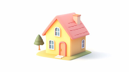  A minimalistic 3D vector for applications and web pages.Plastic render of house on isolated white background. 3d cartoon illustration symbol of security and protection.