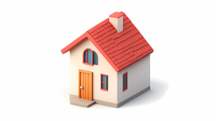  A minimalistic 3D vector for applications and web pages.Plastic render of house on isolated white background. 3d cartoon illustration symbol of security and protection.