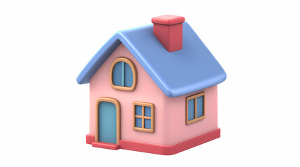  A minimalistic 3D vector for applications and web pages.Plastic render of house on isolated white background. 3d cartoon illustration symbol of security and protection.