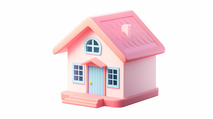  A minimalistic 3D vector for applications and web pages.Plastic render of house on isolated white background. 3d cartoon illustration symbol of security and protection.