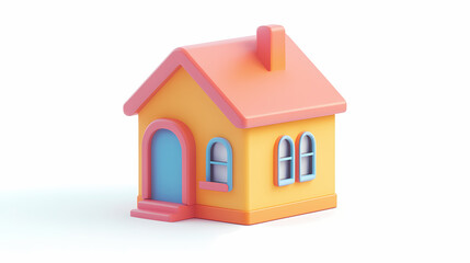  A minimalistic 3D vector for applications and web pages.Plastic render of house on isolated white background. 3d cartoon illustration symbol of security and protection.