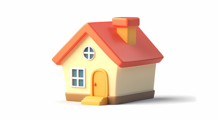  A minimalistic 3D vector for applications and web pages.Plastic render of house on isolated white background. 3d cartoon illustration symbol of security and protection.