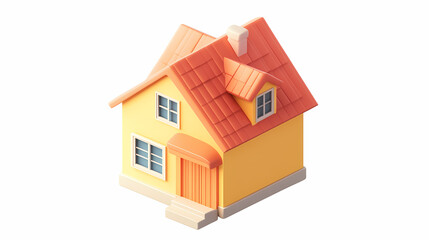 A minimalistic 3D vector for applications and web pages.Plastic render of house on isolated white background. 3d cartoon illustration symbol of security and protection.